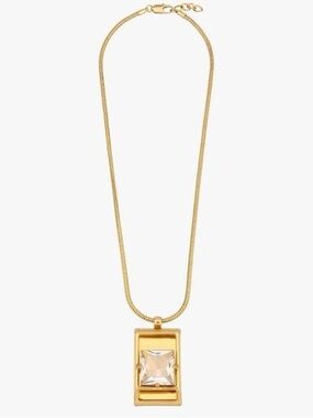 Zara Gold-Tone Necklace with Clear Rectangular Crystal